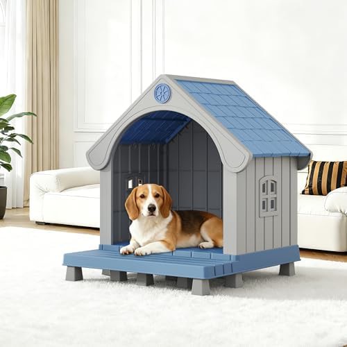 Blue plastic dog house with integrated porch — photo 5
