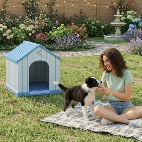 Blue plastic doghouse for small to medium dogs — photo 5