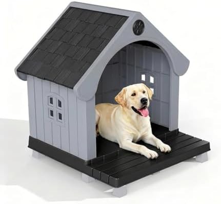 Large black plastic house with open front