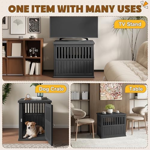 Black plastic furniture style dog crate for small pets — photo 5