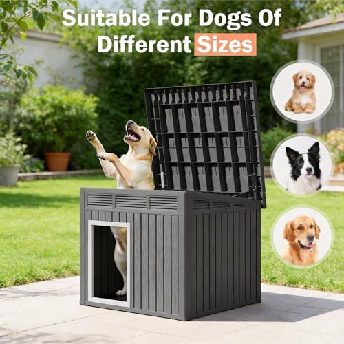 Large black plastic dog house with removable roof — photo 3