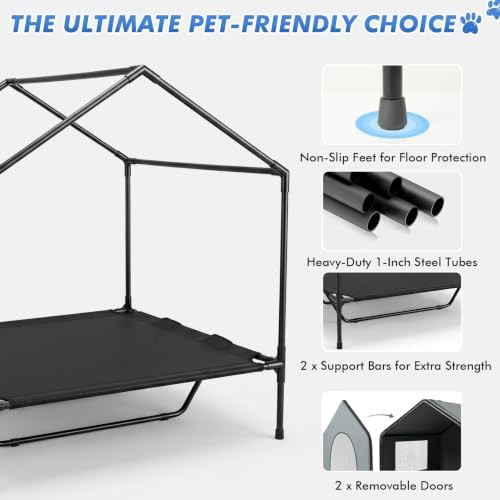 Elevated outdoor dog bed with roof — photo 5