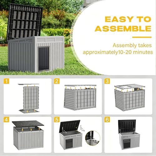 Deep grey large outdoor plastic dog shelter — photo 4