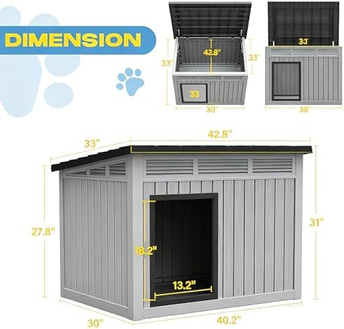 Deep grey large outdoor plastic dog shelter — photo 5