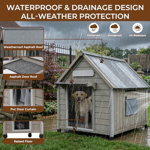 Grey wooden dog house with front porch — photo 4