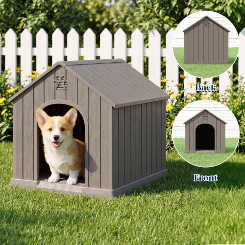 Standard grey outdoor dog house with air vents — photo 4