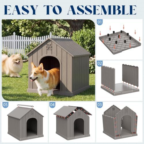 Standard grey outdoor dog house with air vents — photo 5