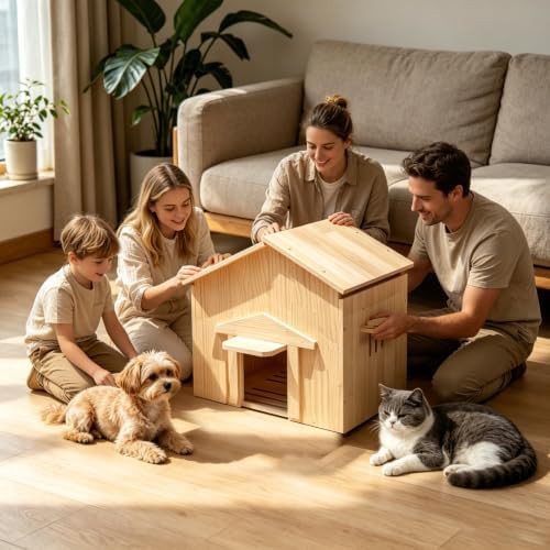 Handcrafted wooden indoor pet house with window — photo 5