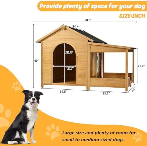 Insulated wooden kennel with porch — photo 2