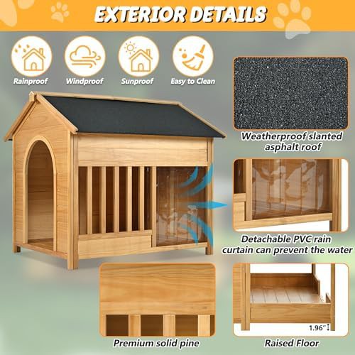Insulated wooden kennel with porch — photo 4