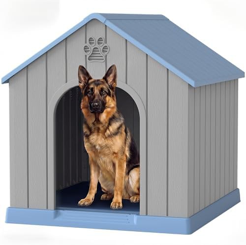 Large blue waterproof plastic dog kennel