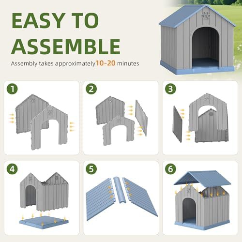 Large blue waterproof plastic dog kennel — photo 4