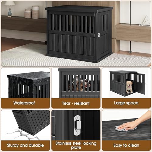 Large black furniture style kennel and end table — photo 3