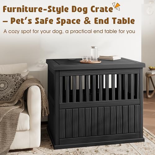 Large black furniture style kennel and end table — photo 5