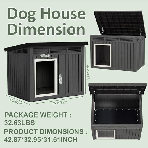 Large black resin kennel with sloped roof — photo 4