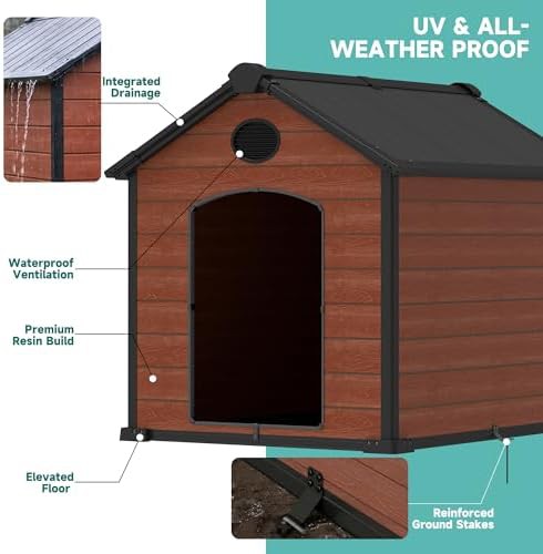 Brown elevated resin outdoor dog shelter — photo 4