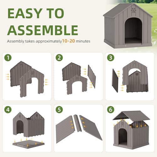 Classic grey elevated dog house with air vents — photo 5