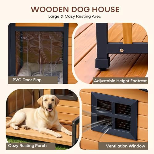 Brown Wooden Kennel with Integrated Porch 39 in — photo 3