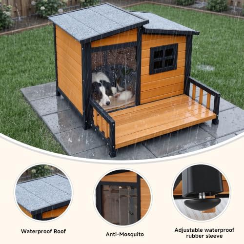 Brown Wooden Kennel with Integrated Porch 39 in — photo 4