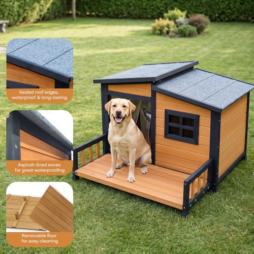 Brown Wooden Kennel with Integrated Porch 39 in — photo 5
