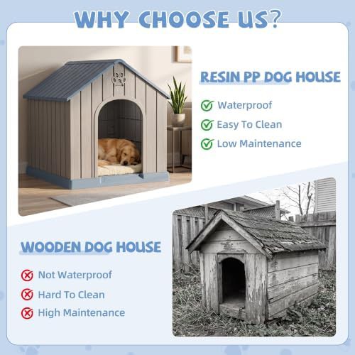 Blue plastic weatherproof large dog house — photo 4