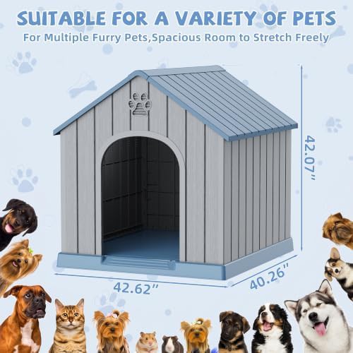 Blue plastic weatherproof large dog house — photo 5